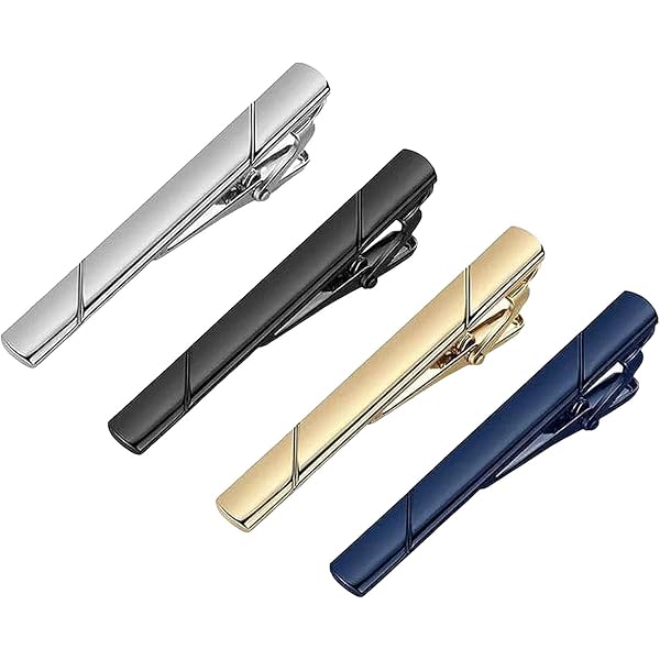 Amazon.com: MOZETO Tie Clips for Men, Black Gold Blue Silver Tie
